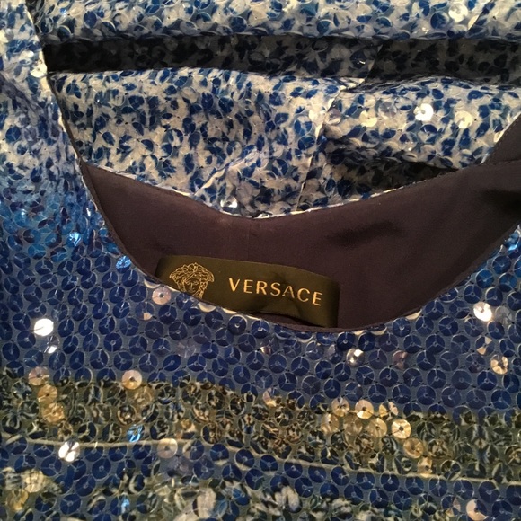 VERSACE TIGER BLUE SEQUIN SHIFT DRESS - Picture 3 of 8